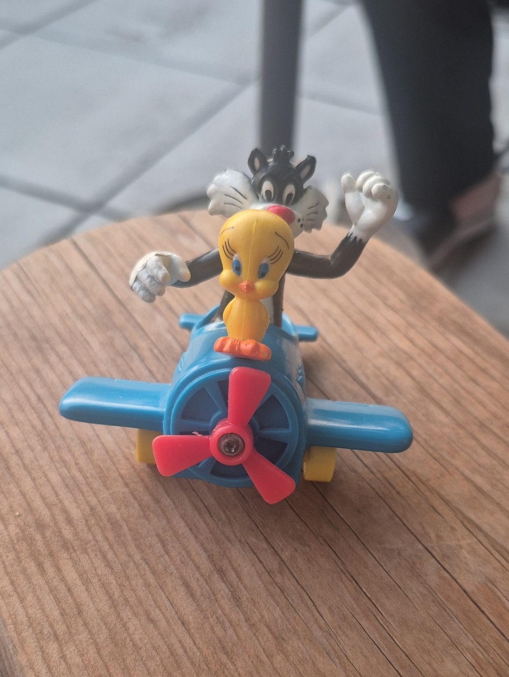 Blue Plastic Toy Airplane with Yellow Tweety Figure for Birds & Small Pets